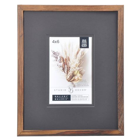 Dark Wood Frame with Mat, Gallery by Studio Décor® | Michaels Dark Wood Frame, Grey Picture Frames, Cozy Backyard, Inside Decor, Gallery Wall Frames, Wall Frames, Crafts With Pictures, Studio Decor, Hallway Decorating