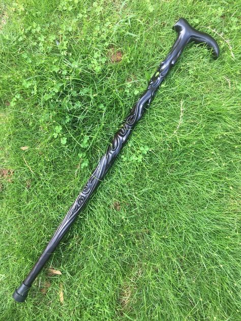 Twisted Walking Cane Ebony Walking Cane Handcrafted Walking | Etsy Elvish Architecture, Walking With A Cane, Cool Canes, Cool Walking Canes, Apocalypse Survival Gear, Wooden Walking Canes, Ebony Color, Cane Stick, Wooden Walking Sticks