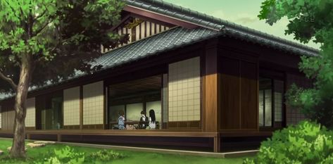 Traditional Japanese House Anime, Traditional Japanese Mansion, Japanese Mansion, Anime Houses, Anime House, Traditional Japanese House, Asian Architecture, Sims House Design, Shop Layout