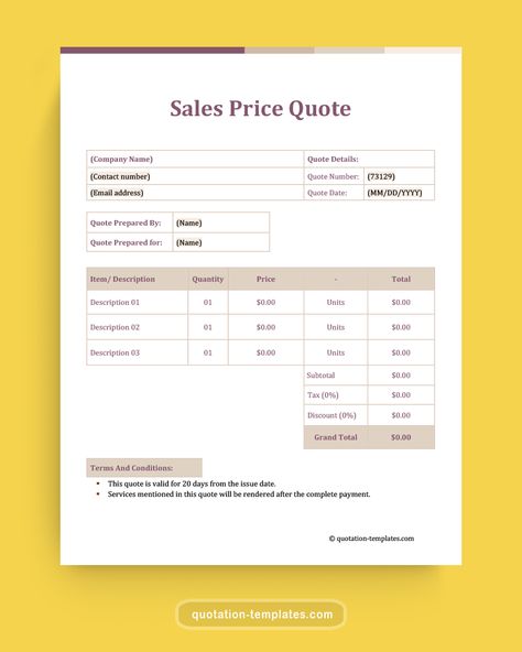 Sales Quotation Template - 8+ For (XLS, DOC and PDF Format) Sales Quotation, Quotation Sample, Quotation Template, Number Quotes, Name Quotes, Quick Quotes, Price Quote, Company Names, Labor