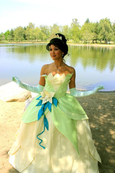 Customized The Princess and the Frog Tiana Cosplay Princess Dress For Halloween Cosplay Princess Tiana Costume, Princess Tiana Dress, The Frog Princess, Tiana Costume, Tiana Princess, Tiana Dress, Princesa Tiana, Frog Costume, Costume Princess