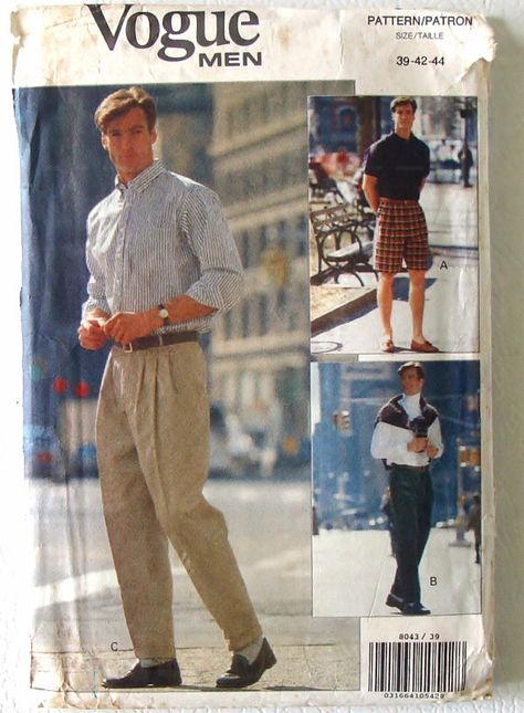 Short Sewing Pattern, Patterned Pants Outfit, Mens Pleated Pants, Shorts Sewing Pattern, Shorts Sewing, Mens 90s, Mens Shorts Outfits, 90s Fashion Men, Baggy Shorts