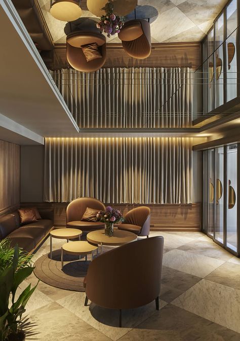 Bank on deal-making aesthetics and the weight of rich heritage at Bergen's decadent new design hotel... Marina Architecture, Salon Board, Resort Lobby, Waiting Lounge, Modern Hotel Lobby, Balcony Designs, Luxury Hotels Lobby, Windsor House, Hotel Lobby Design