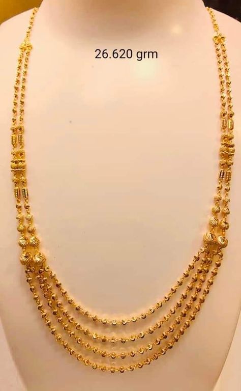 Gold Necklace Short Designs, 3 Layer Necklace Gold Indian, Layer Haram Designs Gold, 2 Tola Gold Set Design Indian, Layer Gold Necklace Indian, Step Chains Designs, Layered Necklaces Gold Indian, Gold Long Chains Indian Jewellery, 3 Tola Gold Set Design