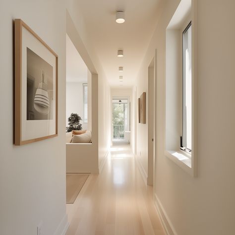 Paint Ideas for Your Hallway - Samplize Blog Hallway White Walls, White Walls Coloured Trim, Country Cottage Hallway Ideas, Victorian Hallway Paint Ideas, Hallway Colours 2024, Colour Drenched Hallway, Cream Hallway Ideas, Colour Drench Hallway, Hall Stairs And Landing Decor Paint Colors