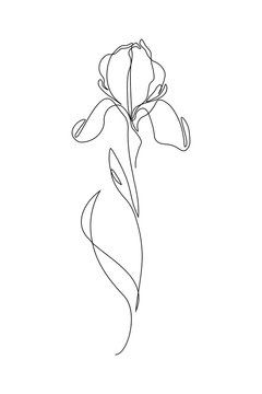 One Line Flower, Sarah Tattoo, Heart Flower Tattoo, Iris Flower Tattoo, Iris Drawing, Grace Tattoos, Iris Tattoo, Hippie Tattoo, One Line