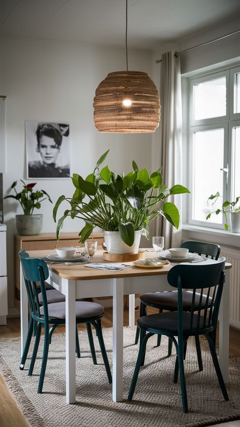 Discover how to create a stunning dining area that combines style and nature! Featuring a beautiful Pothos plant as the centerpiece on an INGATORP table, complemented by chic INGATORP chairs and the elegant SÄLLSKAPLIG dinnerware. The STOCKHOLM rug adds warmth, while the SINNERLIG pendant lamp casts a soft glow for intimate gatherings. Transform your dining experience into a serene escape. Ready to elevate your home decor? Click for more inspiration and tips! #IKEAStyle #DiningRoomDecor #PothosPlant #HomeInspiration #InteriorDesign #GreenLiving #PlantStyling Sinnerlig Pendant, Stockholm Rug, Pothos Plant, Dining Space, Green Living, Dining Experience, Dining Room Decor, Dining Experiences, Dining Area