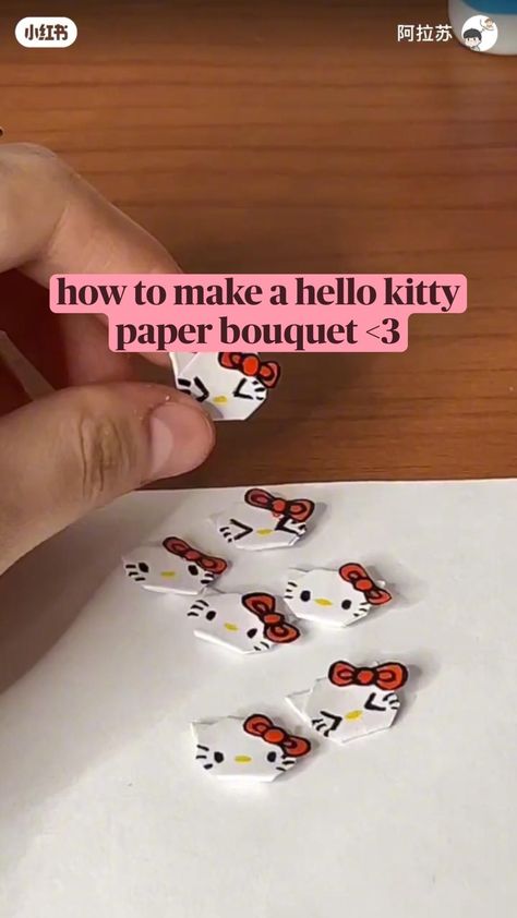 Sanrio Paper, Hello Kitty Paper, Diy Hello Kitty, Hello Kitty Gifts, Easy Valentines, Cute Origami, Hello Kitty Crafts, Hello Kitty Sanrio, Easy Paper Crafts Diy