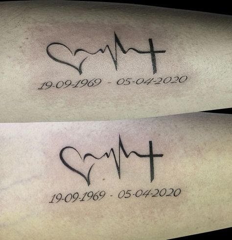 Cross Heartbeat Heart Tattoo, I Cross My Heart Tattoo, Heart And Heartbeat Tattoo, Cross Heartbeat Tattoo, Heartbeat Tattoo Memorial Mom, Heart Ripped Out, Cross Remembrance Tattoos, Heart Beat Tattoo Designs For Women, Heart Beat Memorial Tattoos