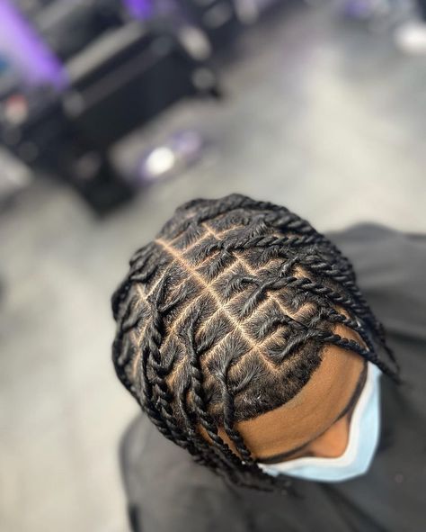 Men Hairstyles Braids Black, Two Strand Twist Men Medium, Rope Twist Men Short Hair, Plug Twist Men, Cainrows Into Twists Men, Plug Twists Men, Y Twist Men, Rope Twist Locs Styles Men, Two Strand Rope Twist Men