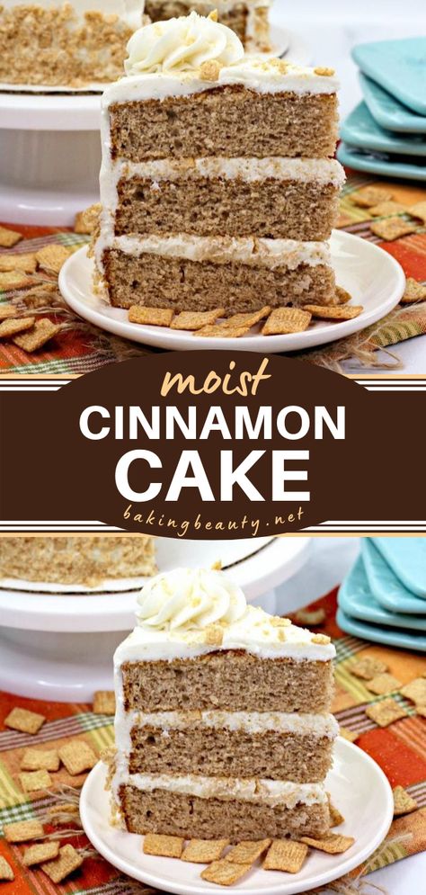 Cinnamon Cake Simple Cinnamon Cake, Cinammon Cake Recipes, Cinnamon Birthday Cake, Cinnamon Toast Crunch Cake, Moist Cinnamon Cake, Cinnamon Cake Recipe, Cinnamon Buttercream Frosting, Cinnamon Cake Recipes, Cinnamon Buttercream