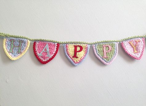 Crochet Happy Birthday, Crochet Bunting, Happy Birthday Bunting, Birthday Flags, Happy Birthday Signs, Birthday Bunting, Felt Letters, Birthday Sign, Free Gift Wrapping