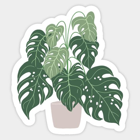 Minimal Stickers Printable, Plants Aesthetic Sticker, Plant Stickers Printable, Monstera Sticker, Stickers Plants, Minimalist Plants, Minimal Stickers, Garden Stickers, Boho Minimalism