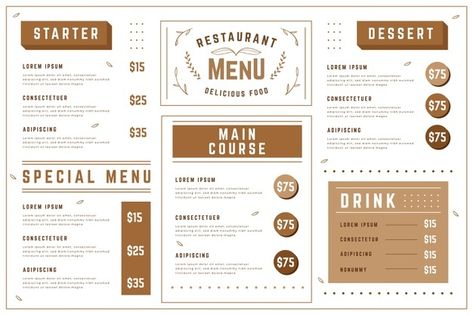 Digital restaurant menu template in hori... | Free Vector #Freepik #freevector #business #menu #template #restaurant Korean Cafe Menu Aesthetic, Menu Design Ideas Restaurant, Digital Restaurant, Menu Sans Gluten, Colorful Restaurant, Healthy Restaurant Food, Template Restaurant, Cafe Menu Design, Dessert Restaurants