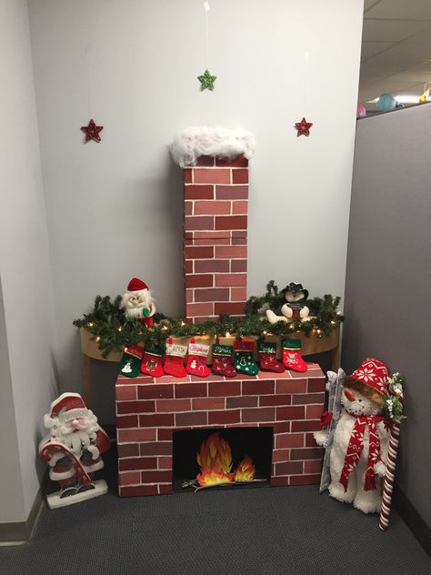 Fake chimney Box Chimney Christmas, Fake Chimney For Christmas, Chimney Painting Ideas, Cardboard Chimney, Fake Chimney, School Craft, Christmas Shows, Santa Letter, Young At Heart