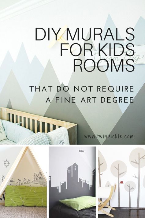 You don't need a fine art degree to create the perfect mural for your kids's room. There are loads of options for the slightly less artistic / nervous of trashing the place, haha... go on, have a go! #homedecor #DIY #kidsrooms Diy Murals, Diy Mural, Kids Room Murals, Kids Rooms Diy, Murals For Kids, Fine Arts Degree, Art Degree, Kids Room Wall, Big Boy Room