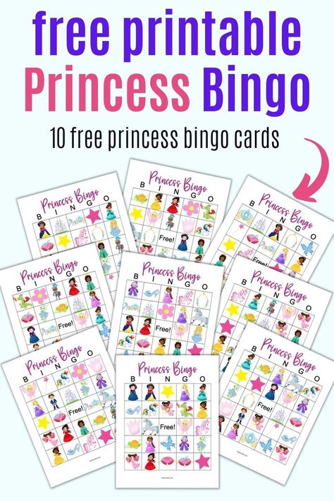 Princess Bingo Printable Free, Disney Princess Bingo Printable Free, Fairytale Bingo Free, Royal Princess Birthday Party Games, Art Bingo Free Printable, Spa Bingo Printable Free, Princess Games Party, Princess Party Craft Ideas, Tea Party Bingo Free Printable