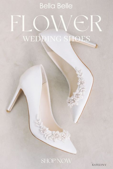 Bella Belle Floral Wedding Shoes Styles High Heel Wedding Shoes Brides, Shoes For Women Classy, Sepatu Wedding, Engagement Shoes, Wedding Shoes Simple, Wedding Heels Elegant, Heels Wedding, Bridal Shoe, Wedding Shoes Bride Heels