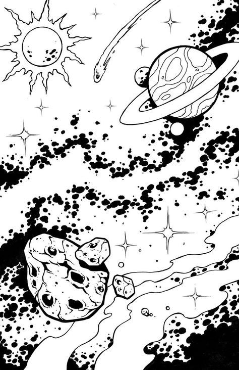 Classic John Busema style comic outer space art for Marvel Super Heroes Magazine background filler. Background Filler Drawing, Outer Space Tattoo Design, Outer Space Tattoo Ideas, Outer Space Sketch, Space Background Drawing, Drawing Ideas Space, Space Stencil, Background Drawing Ideas, Magazine Background