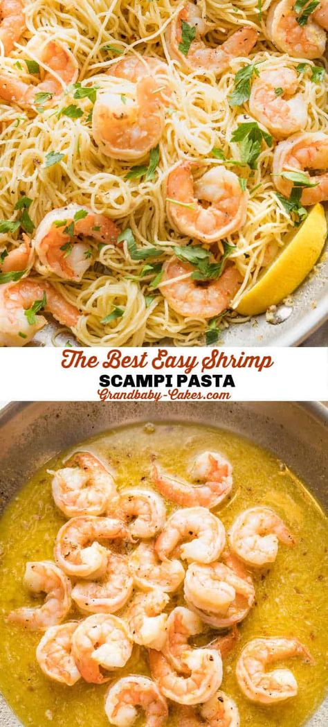 Easy Shrimp Scampi Pasta Macro Friendly Shrimp Scampi, One Pan Shrimp Scampi, Lemon Scampi Pasta, Low Sodium Shrimp Scampi, Shrimp Scampi Sides Dishes, Shrimp Linguini Recipe, Pre Cooked Shrimp Recipes, Leftover Shrimp Recipes, Lemon Shrimp Scampi