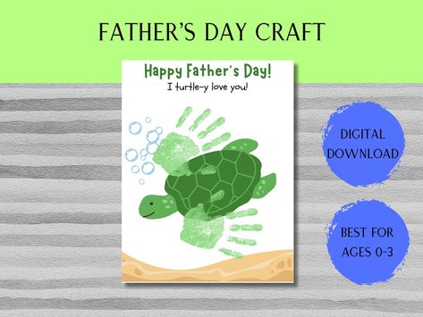 Father's Day Turtle Handprint Craft Gift for Dad | Activity for Baby Infant or Toddler Daycare or School Teacher Resource | Digital Download by JanaBPrintables on Etsy Turtle Handprint, Activity For Baby, Daycare Classroom, Toddler Daycare, Handprint Craft, Daycare Crafts, Craft Activity, Cute Turtles, Fathers Day Crafts