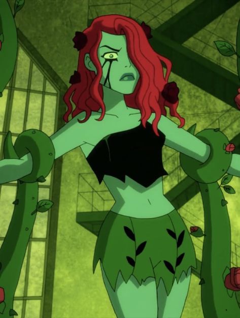 Green Characters Costumes, Poison Ivy Outfit Ideas, Poison Ivy Animated, Red Hair Costumes, Ginger Characters, Poison Ivy Cartoon, Poison Ivy Character, Red Hair Costume, Red Head Cartoon