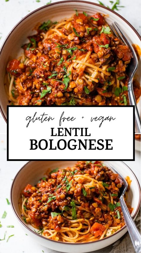 Lentil Bolognese Vegan, Lentil Recipe, Lentil Bolognese, Pasta Vegetariana, Savory Bites, Bolognese Recipe, Weekly Meals, Dinner Bell, Tasty Vegetarian Recipes