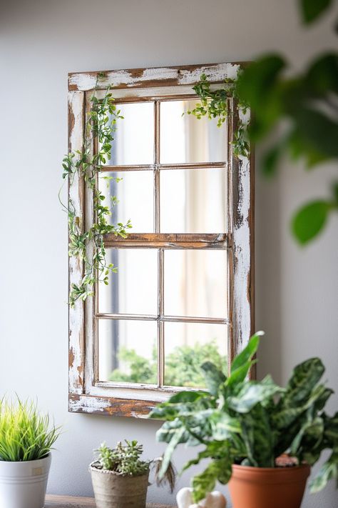 "Give old windows new life with DIY Upcycled Window Frame Wall Art! ♻️🖼️ This creative project adds vintage charm to your walls, making it a unique focal point in any room. Perfect for a rustic or farmhouse style! 🌟🏡 #UpcycledDecor #VintageCharm #DIYWallArt" Diy Old Windows, Vintage Windows Repurposed, Repurpose Frames, Window Frame Ideas, Old Window Art, Old Window Decor, Repurposed Windows, Window Wall Decor, Antique Windows