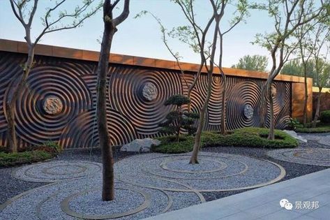 "Iconic outdoor installations around the world. Compound Wall Design, Stone Wall Design, Japan Garden, Landscape Architecture Design, Home Garden Design, Fence Design, Modern Landscaping, Terrace Garden, Gate Design