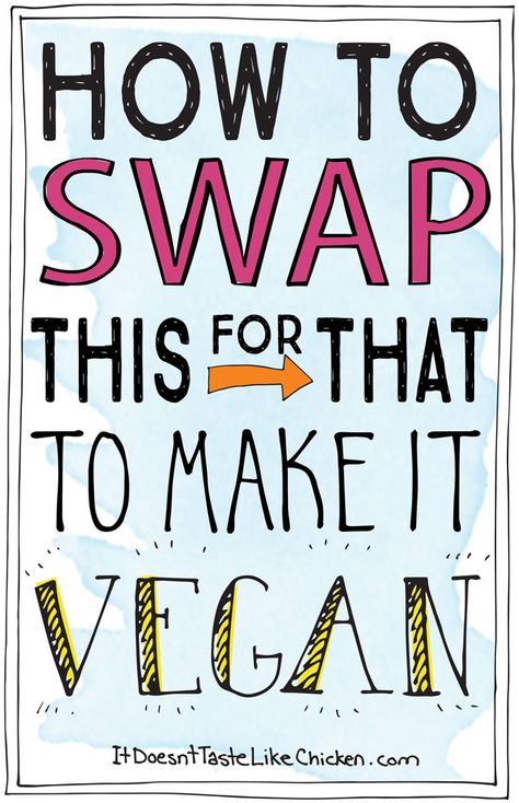 How to swap this for that to make it vegan! The ultimate substitution guide to make dairy-free, meat-free, and egg-free cooking and eating easy (and delicious)! #itdoesnttastelikechicken Vegan Substitutes, Desserts Vegan, Vegan Living, Vegan Cooking, Vegan Foods, Meat Free, Egg Free, Vegan Life, Vegan Baking