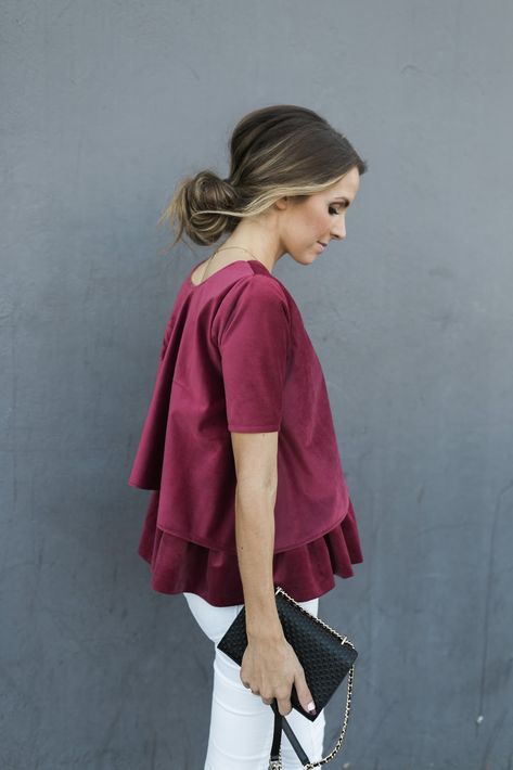 VELVET RUFFLE TOP (inspired by Lela Rose) | Merrick's Art Diy Ruffle, Sewing Top, Sewing Tops, Make Your Own Clothes, Lela Rose, Velvet Top, How To Hem Pants, Velvet Tops, Clothes Ideas