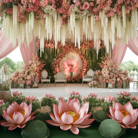 Understanding the Price of Lotus Garlands for Weddings A Comprehensive Guide (9) Pink And White Wedding Mandap, Lotus Theme Decoration Backdrop, Lotus Flower Centerpieces Wedding, Lotus Flower Decoration Wedding, Shaadi Stage Decoration, Buddhist Wedding Decorations, Lotus Decoration Ganpati, Lotus Flower Wedding Decor, Lotus Theme Wedding Decor