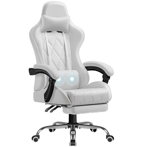 PRICES MAY VARY. Comfortable Material: Premium cloth with soft fabric can bring you maximum comfort and reduce fatigue caused by work, and also allow you to play in the game. And don’t worry about clean, just wipe it with a soft cloth and it will shine as new. Multi-Function: The maximum adjustable angle of the gaming chair is between 90°and 135 °, and the adjustable height is between 48 inches and 52 inches. You can adjust it according to your needs. Intimate and Convenient Design: The soft hea Comfortable Gaming Chair, Gaming Chair Aesthetic, White Gaming Chair, Games Room Inspiration, Dream Setup, Chaise Gaming, Gaming Setups, Nail Room, Gaming Chairs