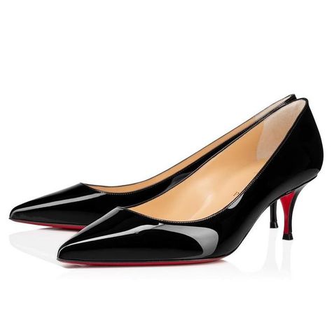 Christian Louboutin Black Kate 55 Patent Leather Classic Pointed Toe Kitten Low Pumps Size EU 36.5 (Approx. US 6.5) Regular (M, B) - Tradesy Red Bottom Heels, Red Bottom Shoes, Christian Louboutin Kate, Black Patent Leather Pumps, Low Heel Pumps, Kitten Heel Pumps, Patent Leather Heels, Red Bottoms, Patent Leather Pumps