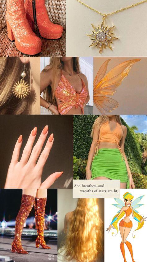 Stella Winx Club Aesthetic, Winx Club Aesthetic, Stella Winx Club, Winx Cosplay, Stella Winx, Club Aesthetic, Clubbing Aesthetic, Cartoon Outfits, Estilo Chic