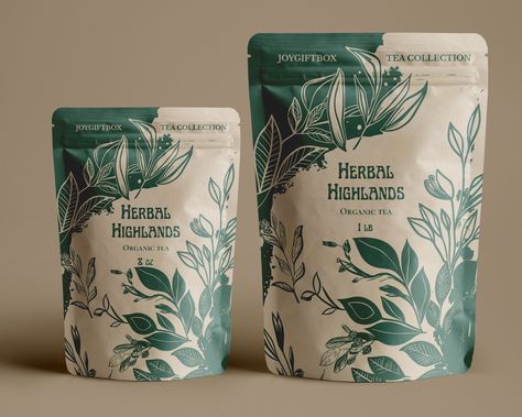 Discover the rich and pure flavors of our 100% organic loose leaf tea. Choose Your Perfect Size: 8 oz Package: Great for everyday enjoyment. 1 lb Package: Perfect for serious tea lovers. Treat yourself to a cup of our delightful organic tea.  Order now and enjoy the natural goodness! Tea ingredients: Herbal highlands tea:  Organic honeybush, organic lemongrass, organic rooibos, organic lavender petals, organic calendula flowers and natural flavor. Cranberry orange herbal tea: Organic rosehips, organic orange peel, organic hibiscus, organic chamomile, organic cranberries, organic rooibos, and natural flavor. Ginger peach black tea: Organic black tea, organic ginger root, organic black pepper and natural flavor. Earl grey rose black tea: Organic black tea, organic rose petals and natural fla Loose Leaf Tea Packaging Ideas, Sustainable Tea Packaging, Black Tea Packaging, Green Tea Packaging Design, Organic Packaging Design, Tea Bag Design, Seasoning Packaging, Organic Tea Packaging, Granola Packaging