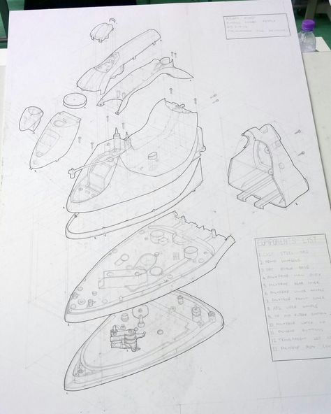 Exploded View Of Objects, Exploded View Product, Exploded View Sketch, Exploded Drawing, Ad Drawing, Furniture Sketch, Section Drawing, Exploded View, Technical Illustration