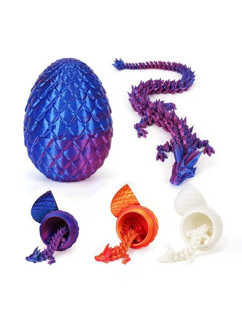 Dragon Egg Set, 1 Piece 3D Printed Dragon With 1 Dragon Egg - Desktop Fantasy Anime Themed Decorative Figurines, Holiday Gifts For Easter, Halloween, Christmas, Easter Eggs, For Home Decoration Multicolor    PLA     Home Decor, size features are:Bust: ,Length: ,Sleeve Length: Gifts For Easter, Dragon Toys, Dragon Egg, Wedding Wreaths, Block Toys, Christmas Birthday Gifts, Wreath Decor, Kids Jewelry, Latex Free