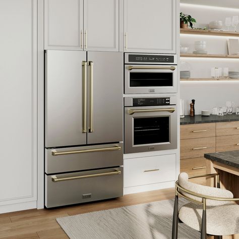 Microwave Oven Cabinet Ideas, Zline Kitchen Appliances, Gold Appliances, Kitchen Rehab, Built In Microwave Oven, Zline Autograph Edition, Kitchen Extensions, Convection Microwave, Convection Cooking