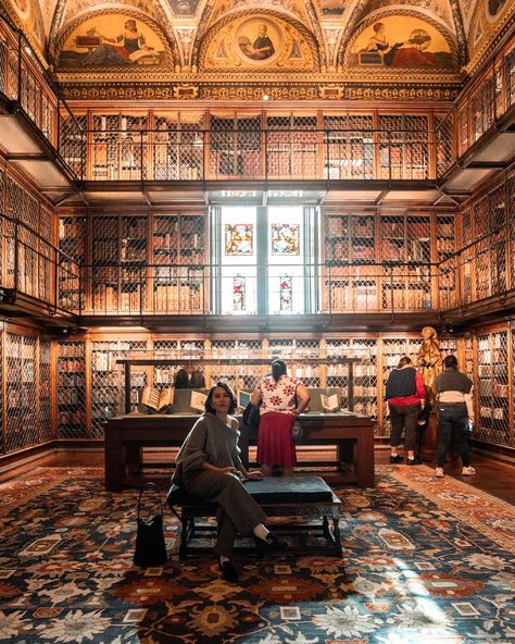 places like this exist 🤯 #onlyinNYC 📍@themorganlibrary J.Pierpont Morgan’s Library in Murray Hill, Manhattan - The East Room: walnut bookshelves ft. Morgan’s rare book collection. Highlight for me is the ceiling (slide 1 - 5) - The West Room: Morgan’s private study (slide 6) - The North Room: The Librarian’s Office, Belle da Costa Greene, Morgan’s first director, where she worked for over 40 years. Now it’s a gallery for Egyptian, Greek, and Roman objects and sculptures (slide 7) - The Morg... Walnut Bookshelves, The Librarian, Morgan Library, The Morgan, Rare Books, The Ceiling, Book Collection, Librarian, The East