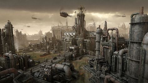 DieselPunk – Premium 3D Models and Materials | KitBash3D Dieselpunk Art, Desktop Background Images, Fantasy Architecture, Diesel Punk, Steampunk Art, 3d Assets, Architectural Inspiration, World Building, Beautiful Architecture