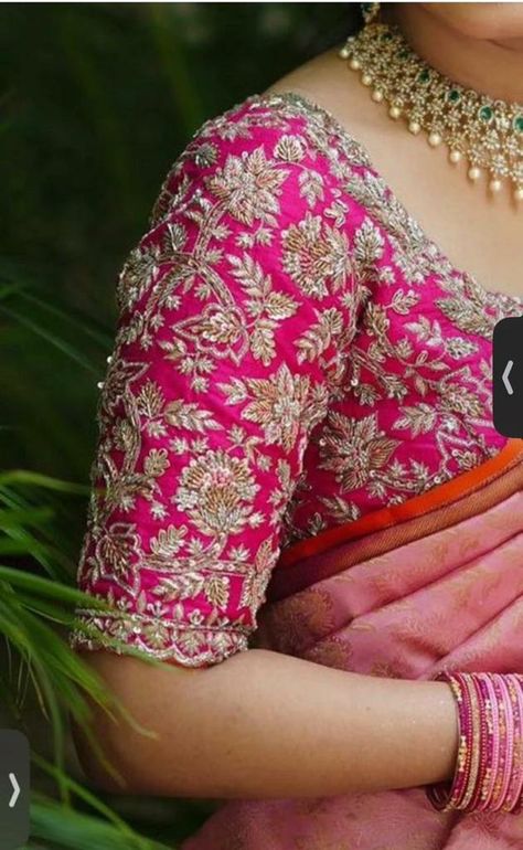 Pink Blouse Design, Exclusive Blouse Designs, Blouse Maggam Work, Blue Blouse Designs, Long Blouse Designs, Patch Work Blouse Designs, Mirror Work Blouse Design, Latest Bridal Blouse Designs, Simple Saree Designs