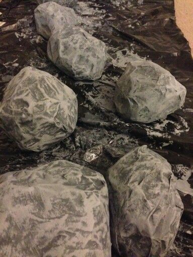 Paper mache rocks for forest waterfall Paper Mache Rocks, Set Theatre, Kangaroo Art, Theatre Backdrops, Paper Theatre, Play Props, Making Paper Mache, Theatre Props, Forest Waterfall