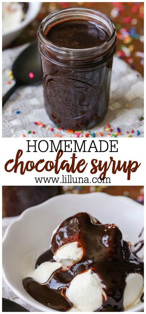 Chocolate Syrup Recipes, Homemade Chocolate Syrup, Homemade Chocolate Sauce, Chocolate Sauce Recipes, Chocolate Fudge Sauce, Chocolate Dipped Fruit, Dessert Toppings, Fudge Sauce, Unsweetened Chocolate