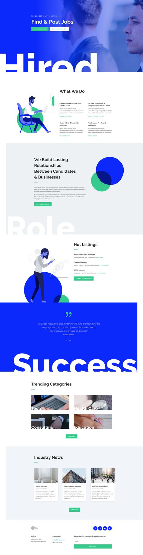 job recruiter layout Blue Green Design Graphic, Turquoise Website Design, Website Blue Design, Hiring Website Design, Information Website Design, Blue And Green Website Design, Features Section Web Design, Blue Website Design Inspiration, List Website Design