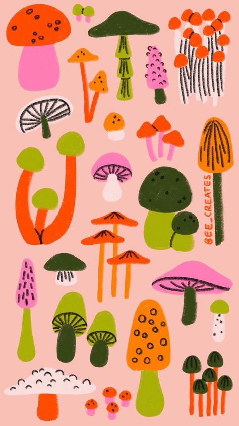 Plant Drawing Wallpaper, Plant Drawing Sketch, Plant Illustration Simple, Plant Illustration Wallpaper, Digital Illustration Inspiration, Plant Illustration Art, Fungi Illustration, Aesthetic Illustration, Color Pencil Illustration