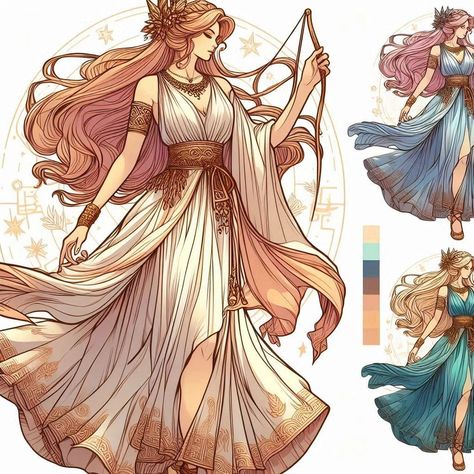 🌟✨ Presenting my modern vision of Artemis, the goddess of the hunt and the moon. With a design inspired by nature and mythology, this version reflects the strength and mystery of the Greek goddess. 🏹🌿 ✨ Passionate about mythology? Don't miss this recreation of Artemis and discover more historical and mythological characters in my gallery. Follow my account to stay updated with new content and give it a like if this version of Artemis captivated you! 🌙 #artemis #moderngoddesses #creativecosp... Artemis Goddess Art Mythology, Artemis Goddess Drawing, Artemis Fanart Goddess, Modern Greek Goddess Outfits, Artemis Drawing, Artemis Art, Artemis Greek Goddess, Greek Mythology Characters, Goddess Of The Hunt