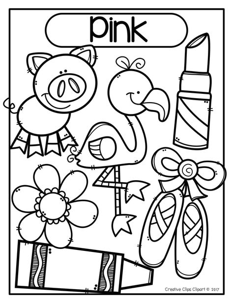 Color Pink Worksheets For Preschool, Preschool Coloring Sheets Free Printable, Preschool Color Activities, Color Worksheets For Preschool, Creative Clips, Kindergarten Colors, Creative Clips Clipart, Homeschool Preschool Activities, Art Activities For Toddlers