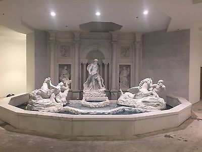 Premium Trevi Fountain Italian White Marble Water Feature Replica Custom Carved Statues, Home Decor Shabby Chic Lighting, Minimalist Dorm, Feature Wall Bedroom, Rustic Apartment, Random Aesthetics, Custom Carved, Woman Bedroom, Trevi Fountain, Vintage Bedroom