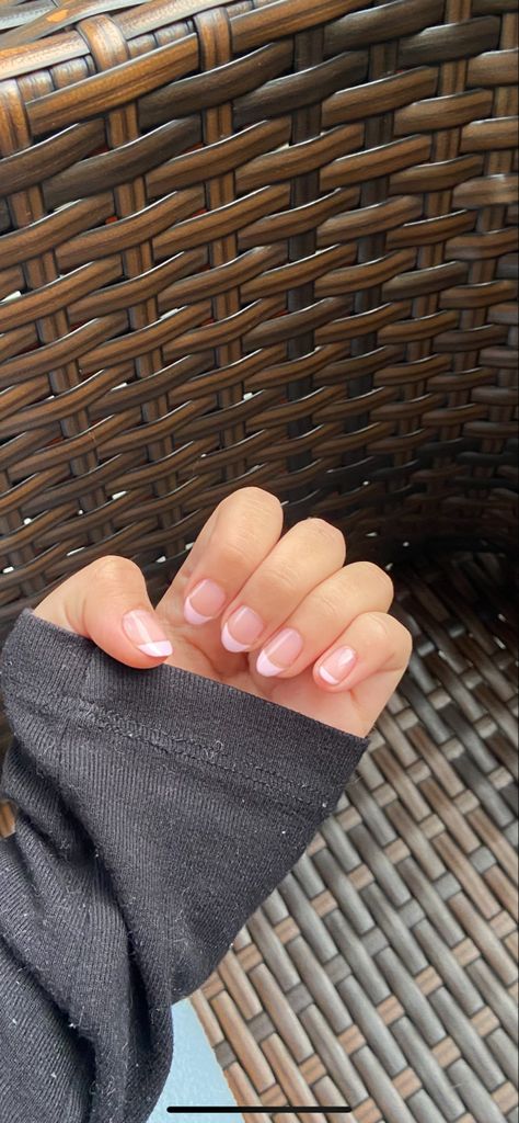 French Tip Nails Short Nail Beds, Light Pink Nails French Tip Short, Nail Inspo 12 Yo, French Tip Light Pink Nails, Light Pink Almond French Tip Nails, Light Pink French Tips Short, Back To School Nails Almond Shape, Light Pink French Tips, Baby Pink French Tip Nails